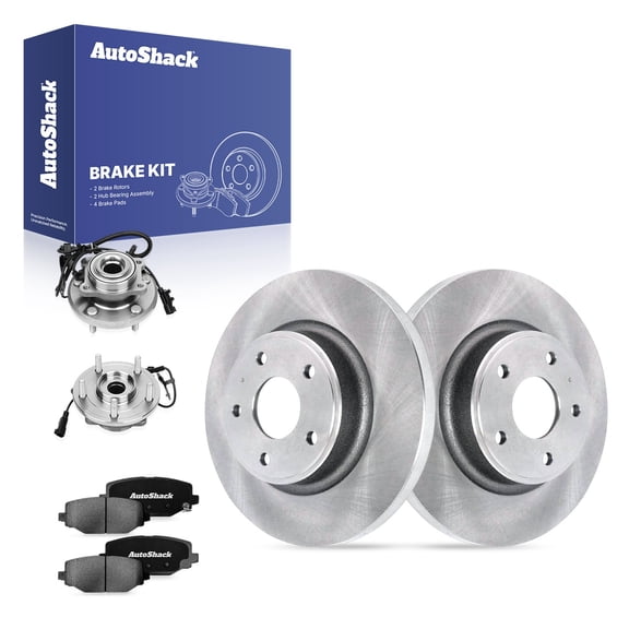 AutoShack Rear Solid Brake Rotors   Ceramic Pads   Hub Bearing Assembly 8-PC Brake Kit Replacement for 2012-2020 Dodge Journey 12.91" (328 mm)