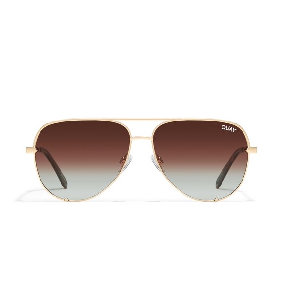 Gafas de sol Quay High Key, extra grandes, color aviador, color dorado, polarizadas