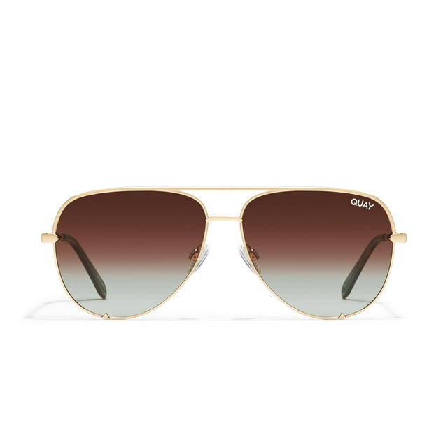 Gafas de sol Quay High Key, extra grandes, color aviador, color dorado, polarizadas