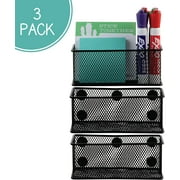 Homeries Magnetic One Compartment Pen & Pencil Holder (Pack of 3) – Mesh Pen & Marker Storage Basket for Refrigerator, Office, Desk, Home, Locker, Whiteboard – Extra Strong Magnets
