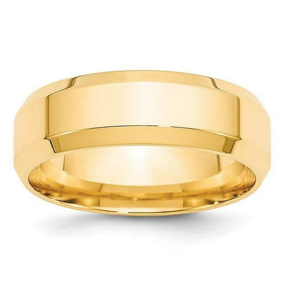 Primal Gold 10 Karat Yellow Gold 7mm Beveled Edge Comfort Fit Band Size 7