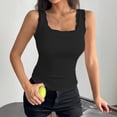 thumbnail image 4 of Black Women's Built in Bra Tank Top Ribbed Ribbed Lace Trim Tank Top Nylon,Spandex Sleeveless Casual Shirts Racerback Fitted Tank Tops Camisole Tops for Women L, 4 of 7