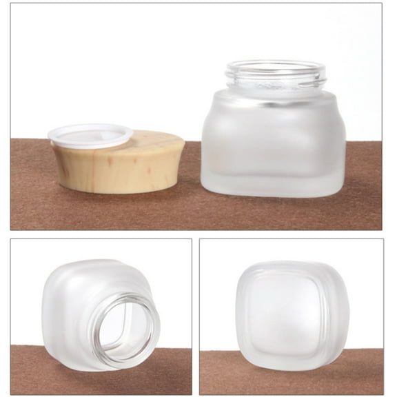 3pcs Transparent Glass Cosmetic Storage Jars with Lid Durable for Creams Samples Travel Use 3.4oz