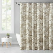 Mainstays Taupe Palm Printed 72" x 72" Ribbed Textured Shower Curtain, Polyester