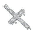 thumbnail image 4 of 10K White Gold Genuine Round Diamond Drip Cross Pendant Mens 2" Charm 3.82 CT., 4 of 6