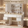 thumbnail image 3 of Lacoo Makeup Vanity with LED Lighted Mirror Cabinet & Charging Station, White Vanity Set with Storage Drawers & Doors, Vanity Desk for Bedroom, White, 3 of 8