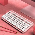 thumbnail image 2 of HAOANWireless Keyboard Cute Compact 2.4G USB Wireless Keyboard Round Key Quiet Click Small Size For Computer Laptop PC Desktop Pink, 2 of 6