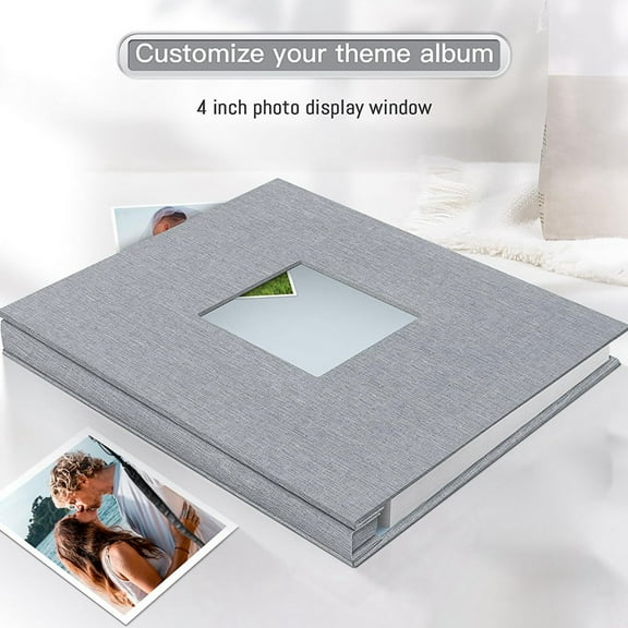 Photo Album Self Adhesive with Picture Display Window,40 Pages DIY Scrapbook Album ,Linen Cover Memory Book