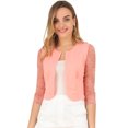 thumbnail image 1 of INSPIRE CHIC Cárdigans elegantes con cuello redondo y mangas 3/4 de encaje transparente para mujer Rosa L, 1 of 6