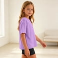 thumbnail image 5 of Cethrio Girls Outfit Sets Short Sleeve, Solid Color Summer 2 Piece T-shirts and Shorts Sets Purple Size 6, 5 of 8