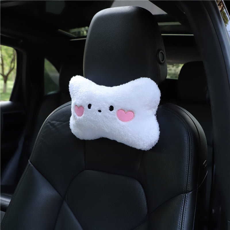 Cuddly Plush Cat Car Neck Pillows Headrest Pillows 2PCS 