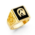 thumbnail image 1 of FB Jewels 14K Yellow Gold Simulated Onyx Mens Fashion Anniversary Ring Size 9.5, 1 of 1