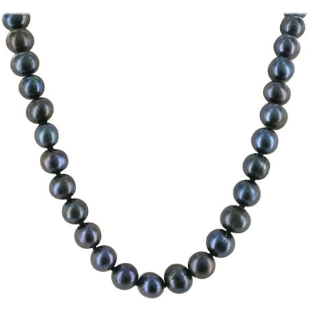 - Gem Avenue Sterling Silver 7mm x 7mm Pearl Necklace 18 inch Long toggle Clasp