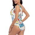 thumbnail image 5 of Yiaed Summer Stamp Print Women One Piece Swimsuits Tummy Control One Shoulder Bathing Suits Pattern Ruffle Swimwear-XX-Large, 5 of 8