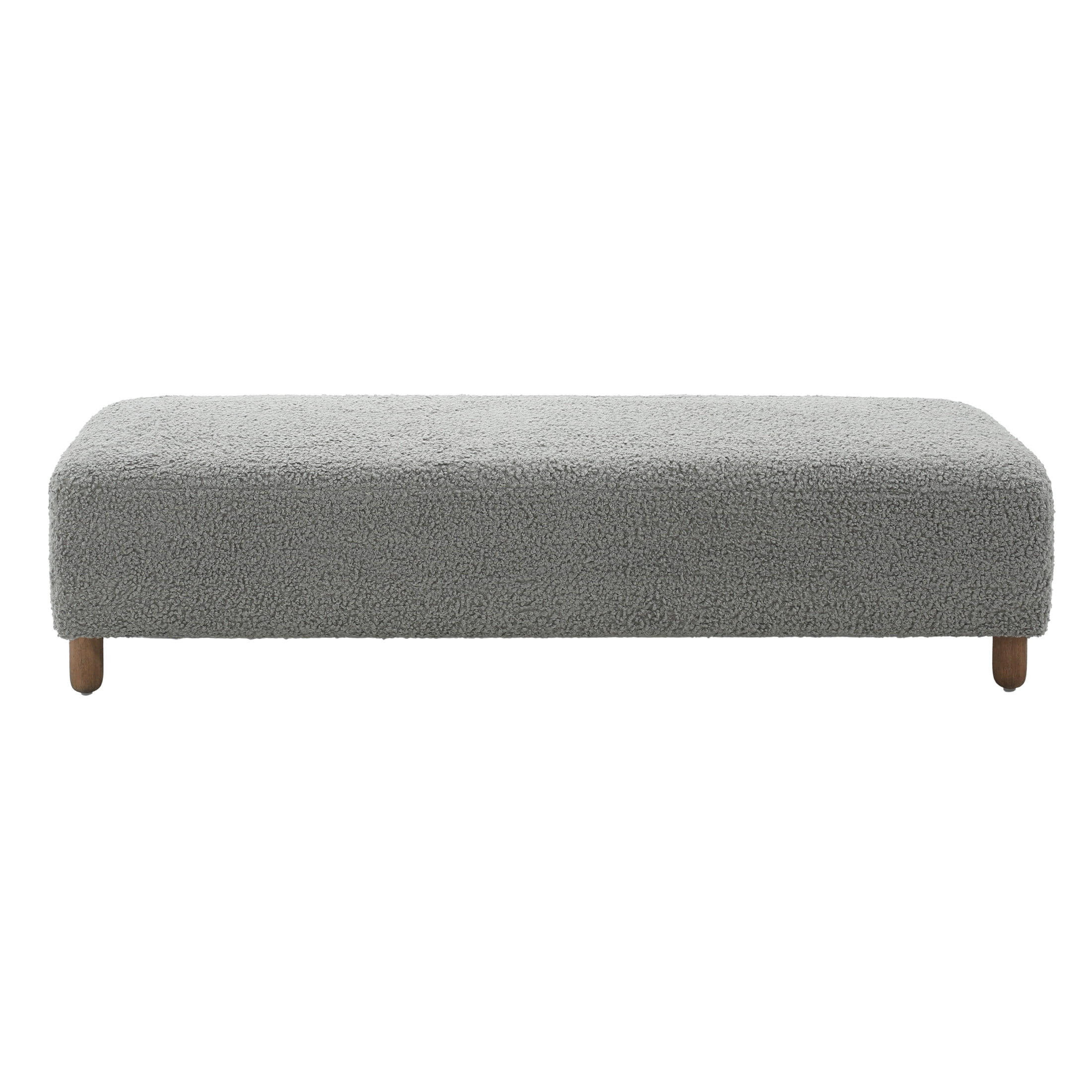 Ryder Modern Upholstered Rectangular Ottoman with Foam Cushion & Solid Wood Legs, Grey