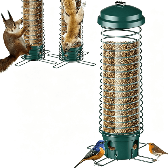 BPPEG Bird Feeder for Outside,Squirrel Proof Bird Feeders for Outdoors Hanging,Metal Wild Bird Feeders for Bluebird,Cardinal,F",Sparrow,Blue Jay,3Ports,Chew-Proof,Weather-Resistant