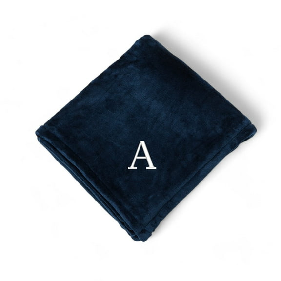 Personalization Mall All About Me Embroidered Initial Fleece Blanket, Grey, 60" x 80"