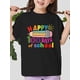 thumbnail image 1 of Camiseta gráfica "Felices 100 días de clases" para niña - Camiseta informal de cuello redondo con diseño de sol y lápiz de colores, tela de algodón suave, perfecta para celebraciones de verano, ropa, 1 of 7