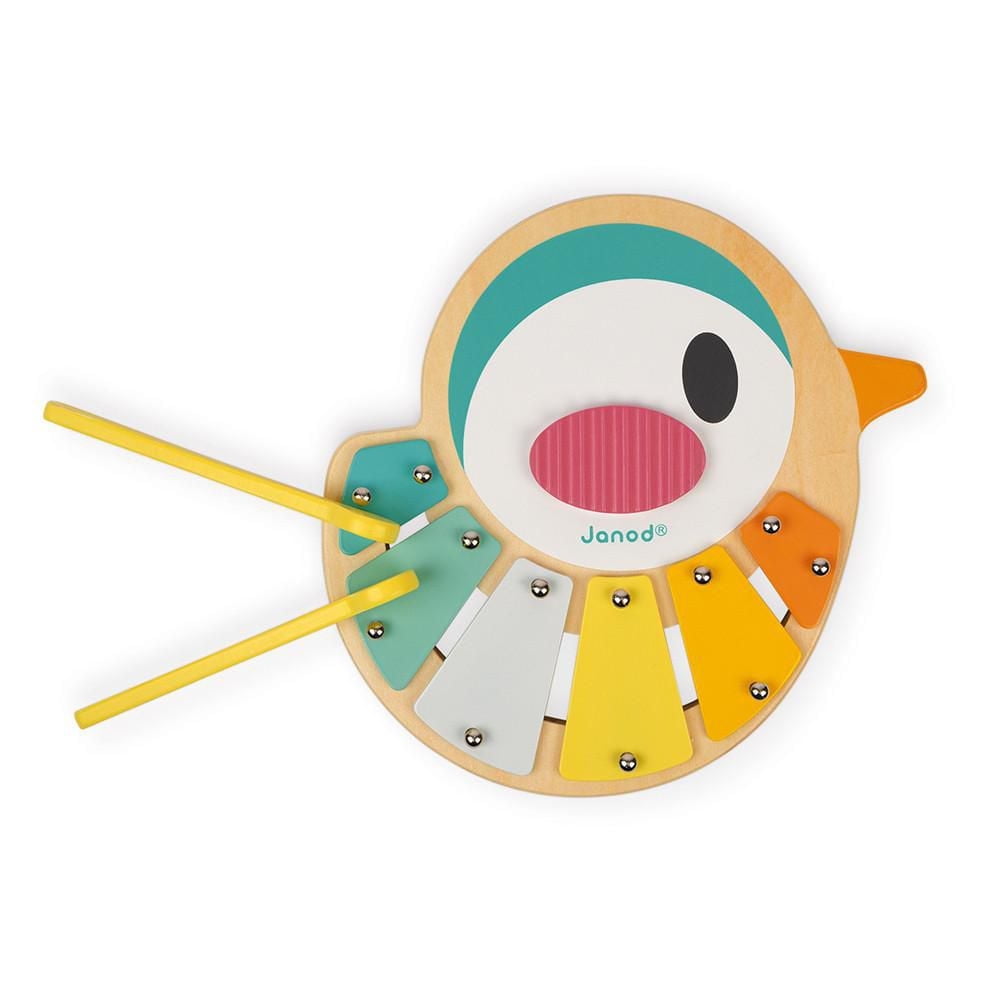 Janod - Pure - Bird Xilophone - Colourful  Musical Development Toy - For Babies and Toddlers - From 12 Months - Multilingual - J05163.