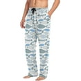 thumbnail image 5 of FREEAMG Fishes Pattern Pajama Pants for Men, Men's Separate Bottoms, Pure Cotton Comfortable Lounge Pants for Men（499）, 5 of 7
