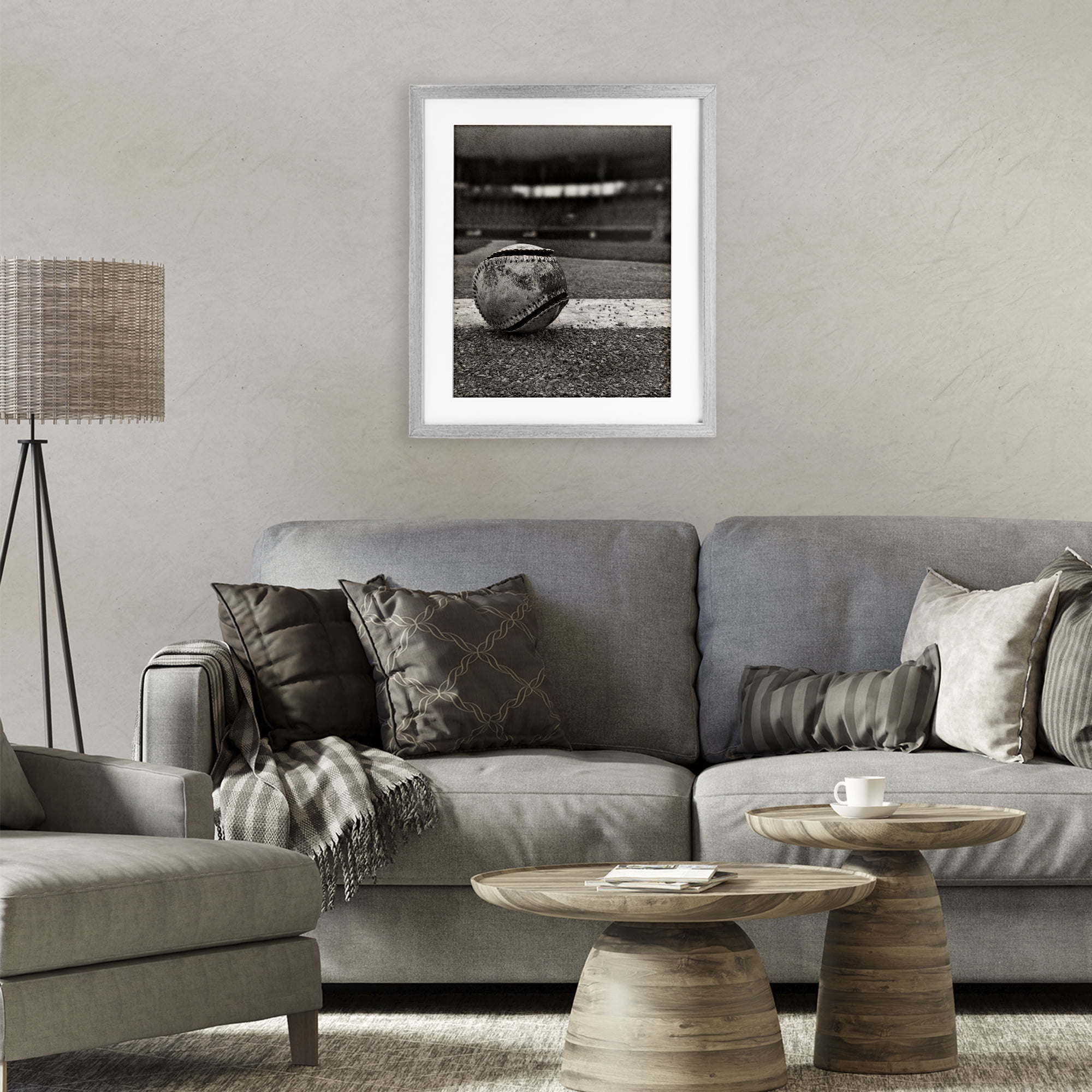 Stupell Industries Vintage Sports Weathered Baseball Gray Framed Print Under Glass, design by Marcus Prime