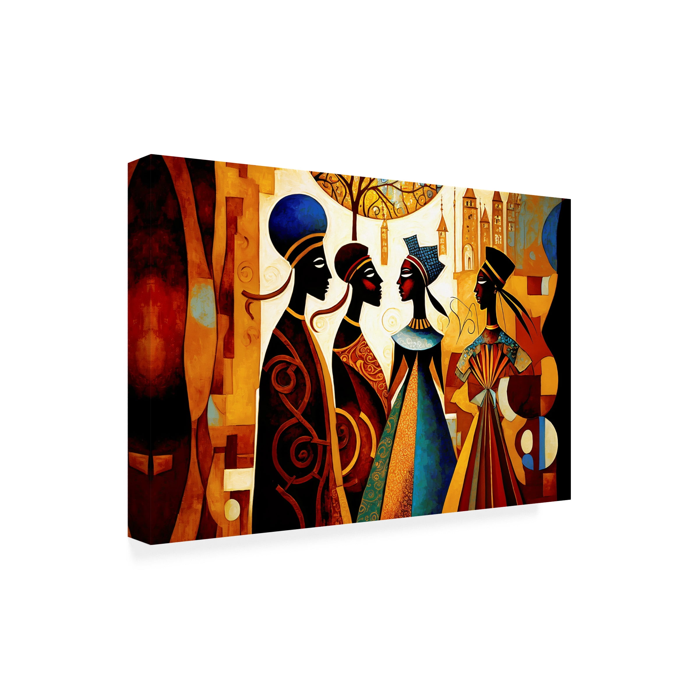 Canvas Wall Art - Ray Heere 'Mid Century Celebration Of All Cultures 7' Wall Art for Living Room, Bedroom, or Office DÃ©cor by Trademark Fine Art - 24 x 16 Inches