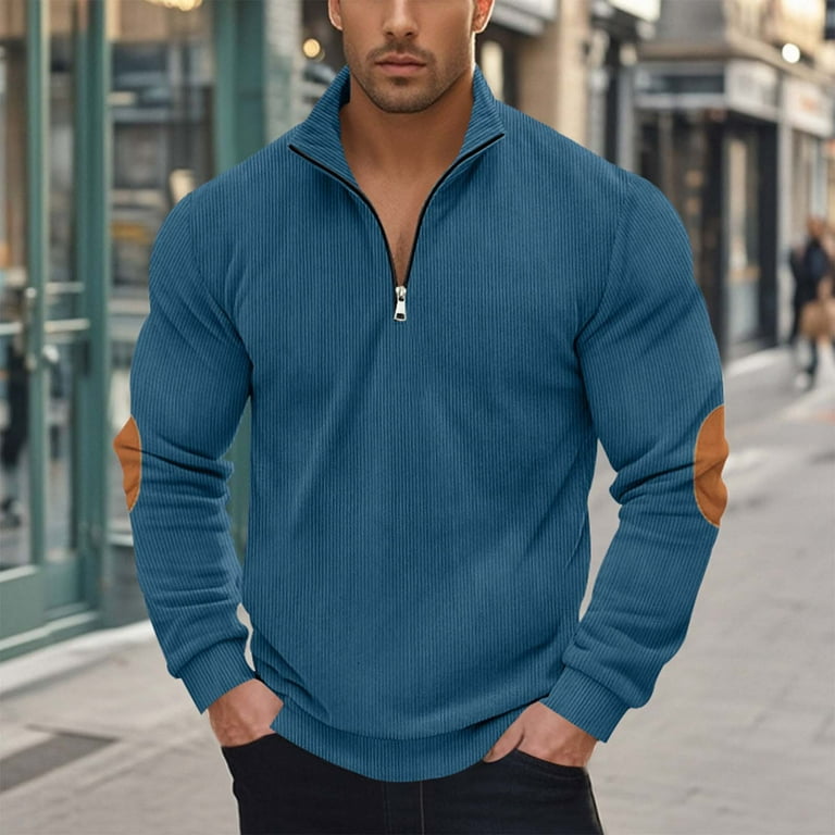ZCFZJW Men's Quarter Zip Up Pullover Lightweight Casual Mock Neck