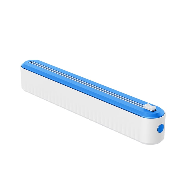 Magnetic Suction Wrap Dispenser Refillable With Cutter Plastic Food Wrap Aluminum Foil Dispenser Cling Film Dispenser Storage Rack For Kitchen Use Organizer Blue Color Kitchen Gadget Acces