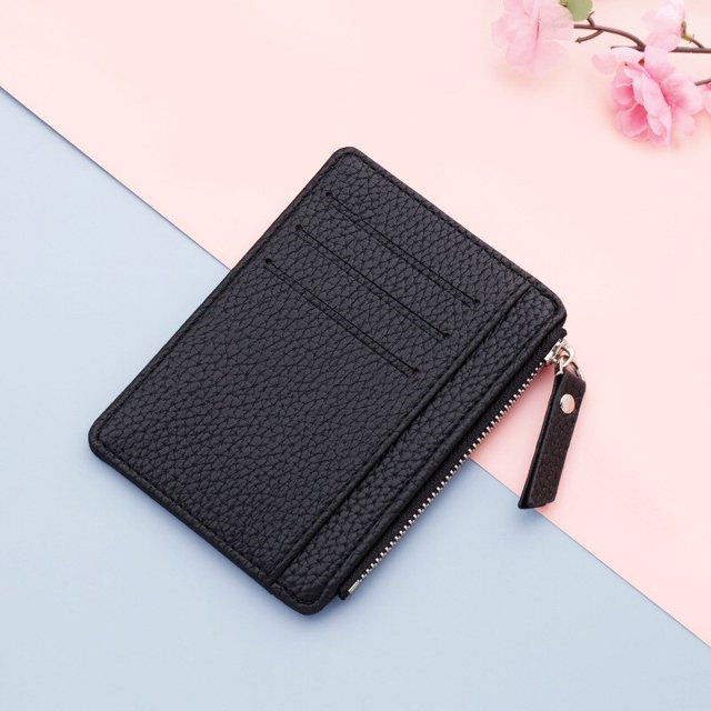 Cartera de cuero delgada con tarjetero de identificación de crédito a la moda pequeña con bolsillo para monedas, funda para dinero para hombre, Mini monedero de negocios para mujer Tan Jianjun unisex