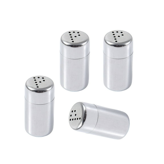 4 Pieces Portable Salts Shaker Stainless Steel Condiment Holders Seasoning Container with Lid for Travel and Picnics