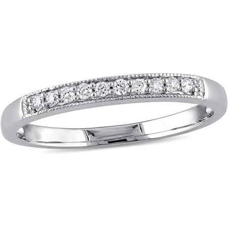 Miabella 1/10 Carat T.W. Diamond 10kt White Gold Wedding Band