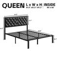 thumbnail image 6 of Lifezone Bed Frame with Upholstered Headboard, Queen, Metal Support, No Box Spring Needed, Black, 6 of 7