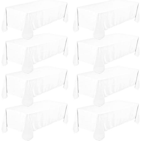 

Pack of 8 White Tablecloths 60 X 126 Inches Rectangular Tablecloths For 8 Feet Rectangular Tables Washable Polyester Fabric Tablecloths For Wedding Party Reception Banquet Buffet Restaurant
