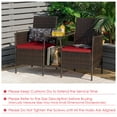 thumbnail image 6 of Costway Patio Rattan Wicker Conversation Set Sofa Cushioned Loveseat Glass Table Red, 6 of 9
