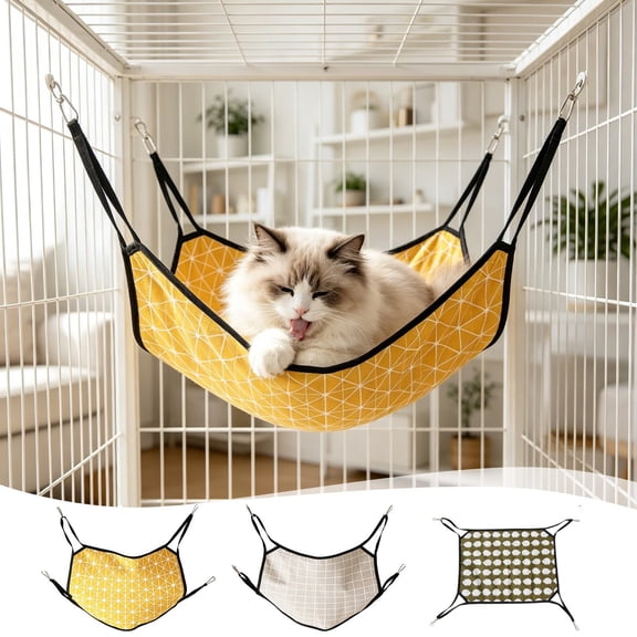 AYktou Cat Hammock, Breathable Cat Bed Hanging Lounger, Foolproof Foldable Hanging Pet Bed, 19.7×15.7 Inch Under Chair Hammock Cradle Washable Cat Hammock Cats Sleeping Basket