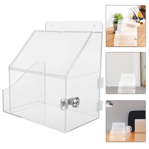 OULII Acrylic Suggestion Box with Lock and Sign Slot for Office Feedback Collection