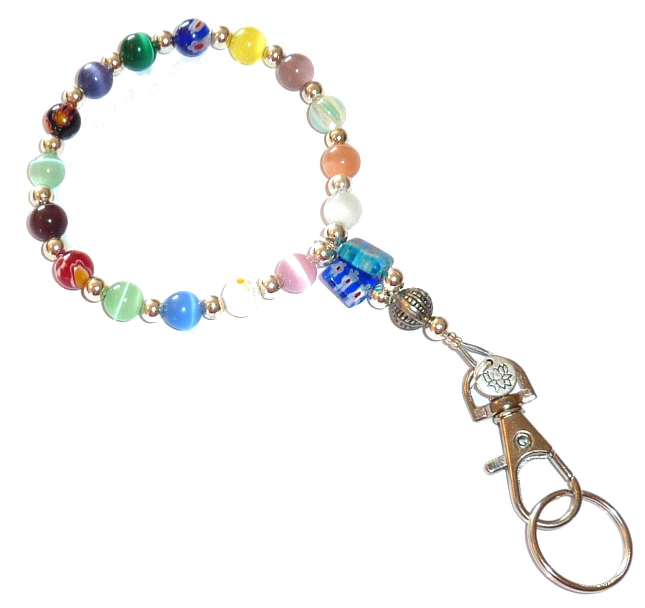 Wrist Lanyard, Beaded Women's Wristlet for Keys, Phone, ID Badge