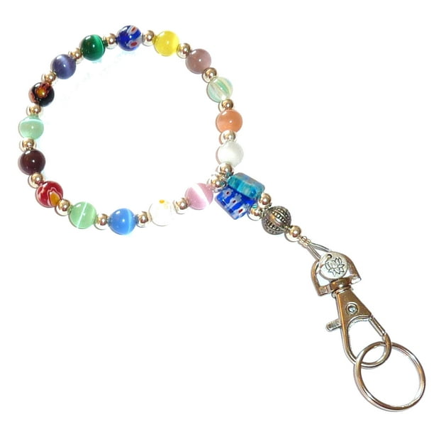 Hidden Hollow Beads Wrist Lanyard, Beaded Women's Wristlet for Keys