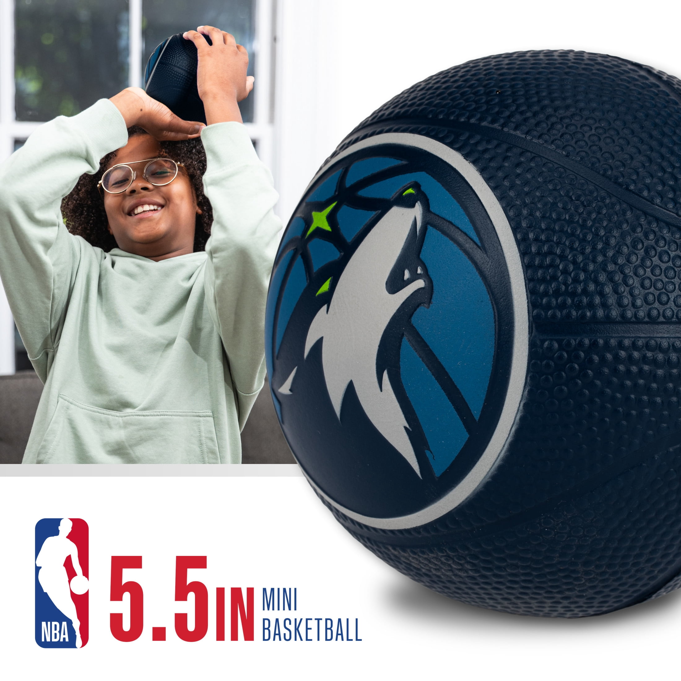 Franklin Sports NBA Minnesota Timberwolves Mini Foam Basketball - Kids 5.5" Inch Toy Basketball for Over the Door + Mini Indoor Basketball Hoops - NBA Fan Shop Soft Foam Indoor Kids Basketballs