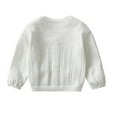 thumbnail image 3 of URMAGIC Girls Cardigan Sweater Buttons Long Sleeve 100% Cotton Toddler Bowknot Soft Knit Jacket, 3 of 12