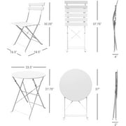 Grand Patio Metal 3-Piece Folding Bistro Table and Chairs Set, Outdoor Patio Dining Furniture for Small Spaces, Balcony, White