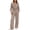 Coffee, variant on Cameland Women 2 Piece Tracksuit Women Fall Winter Solid Collared Long Sleeve Shirt Adjustable Waist Pants Two Piece Set Pink M