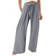 thumbnail image 1 of Pantalones holgados de algodón para mujer: pantalones de cintura alta con cordón, 90 % algodón/10 % poliéster, trabajo/ocio, todas las estaciones, 1 of 8