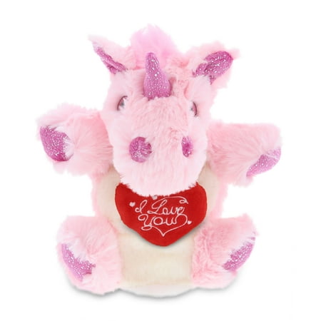 UPC: 0769498048191 | DolliBu I LOVE YOU Pink Unicorn Soft Plush Hand Puppet – Cute Stuffed Animal with Heart And With Name Personalization For Valentine Anniversary Romantic Date Boyfriend & Girlfriend Gift – 9