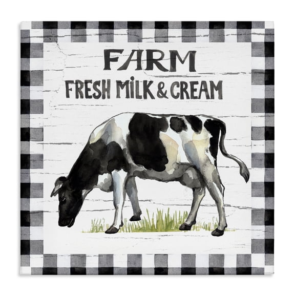 Stupell Industries Rustic Lodge Spring Cow with Border Canvas Art, 17 x 17, by Elena Vladykina