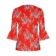 thumbnail image 5 of ICHUANYI ClearanceWomen‘s Summer Sexy Fold Printed Regular Women 3/4 Sleeves V Neck Button Tops Blouse(Red, L) ICHUANYI WER20232080505157, 5 of 5
