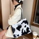 thumbnail image 5 of Bolsa retro de gran capacidad con diseño de animales, de hombro de felpa para mujer (2) Likrtyny Para Estrenar, 5 of 9