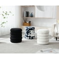 thumbnail image 6 of Guyou Round Storage Ottoman, Upholstered Sherpa Footstool, Small Boucle Vanity Stool, Round Side Coffee Table Padded Seat for Living Room Bedroom Aisle Bedside, White, 6 of 9