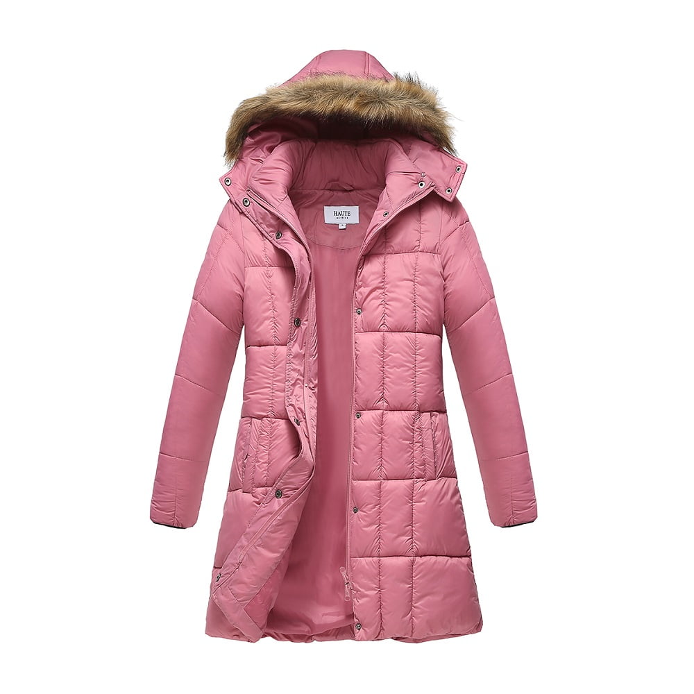 Haute Edition Women's Mid-Length Puffer Parka Coat with Faux Fur-lined ...