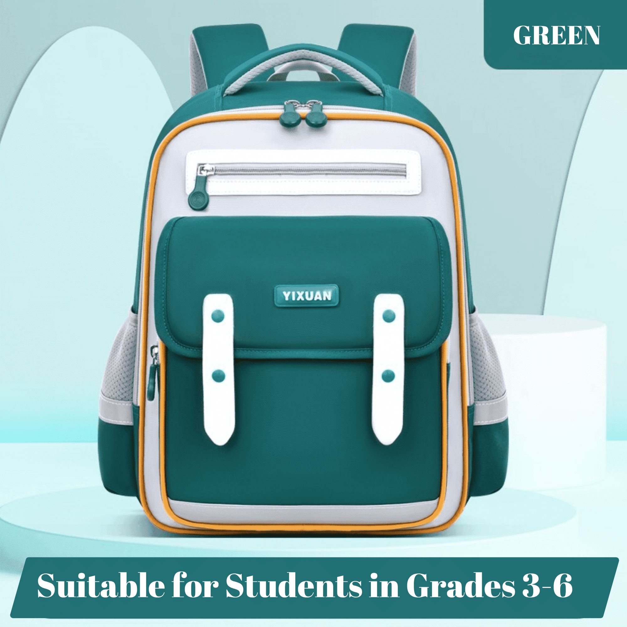 Boys Backpack School Bag for Students Kids Book Bag with Multiple Pockets Splash-proof Children's Backpack（16.5inch Green）